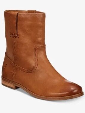 Frye Tan Leather Mid-Calf Boots